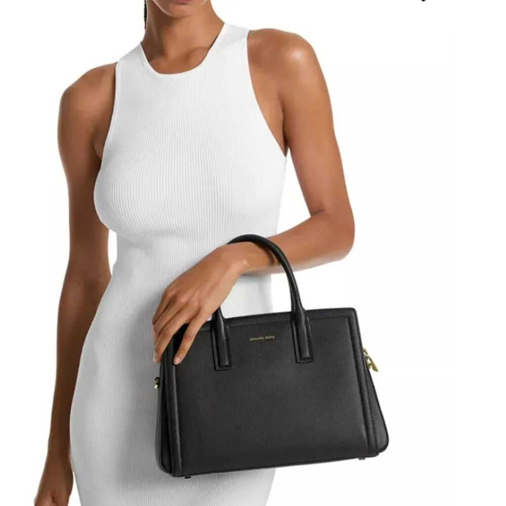 Michael Kors Laila Small Leather Satchel Bag- Black - Picture 3 of 12